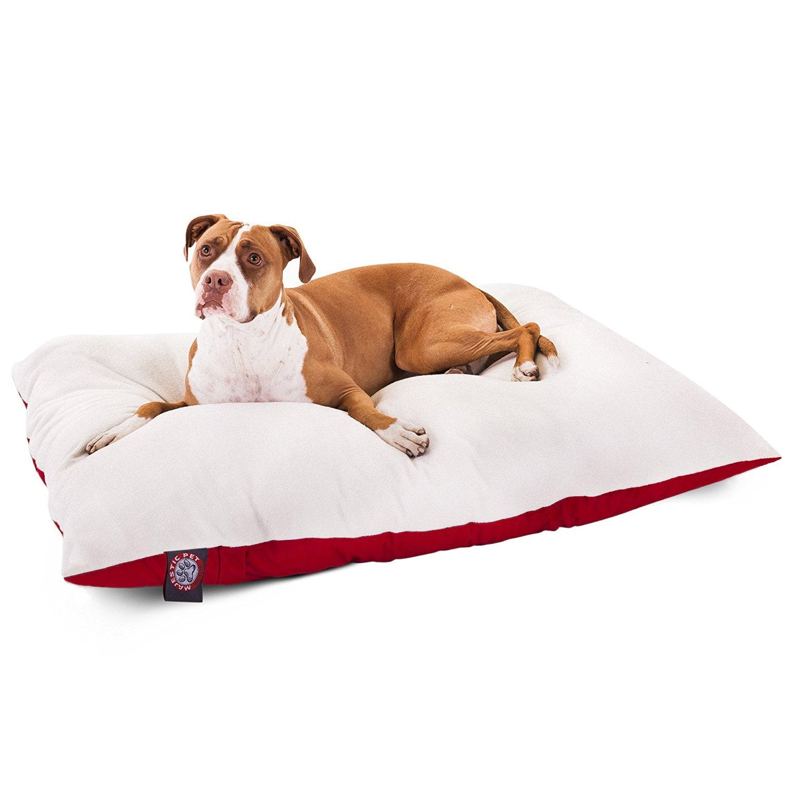 Large Red Sherpa Rectangle Dog Bed