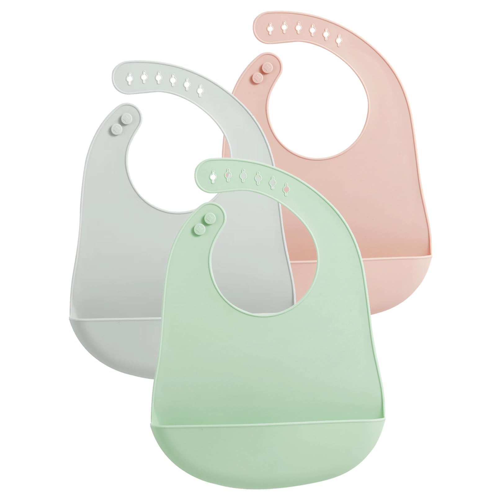 PandaEar Adjustable Silicone Bibs for Babies - 3 Pack